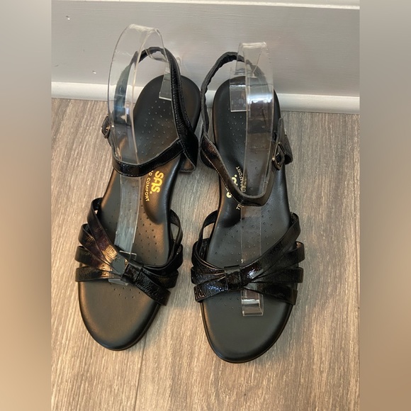 NWOT SAS Strippy Tripad Comfort Women’s Sandals Size 10 W Black Ankle Strap Lthr - Picture 2 of 12